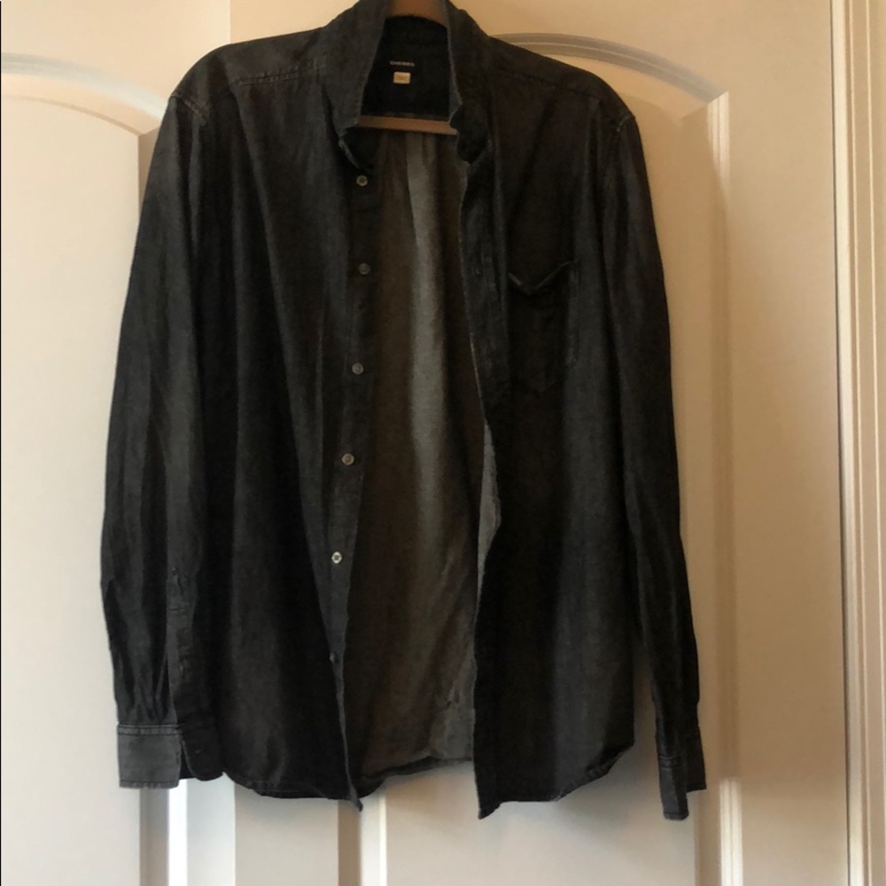 Men button down jean shirt